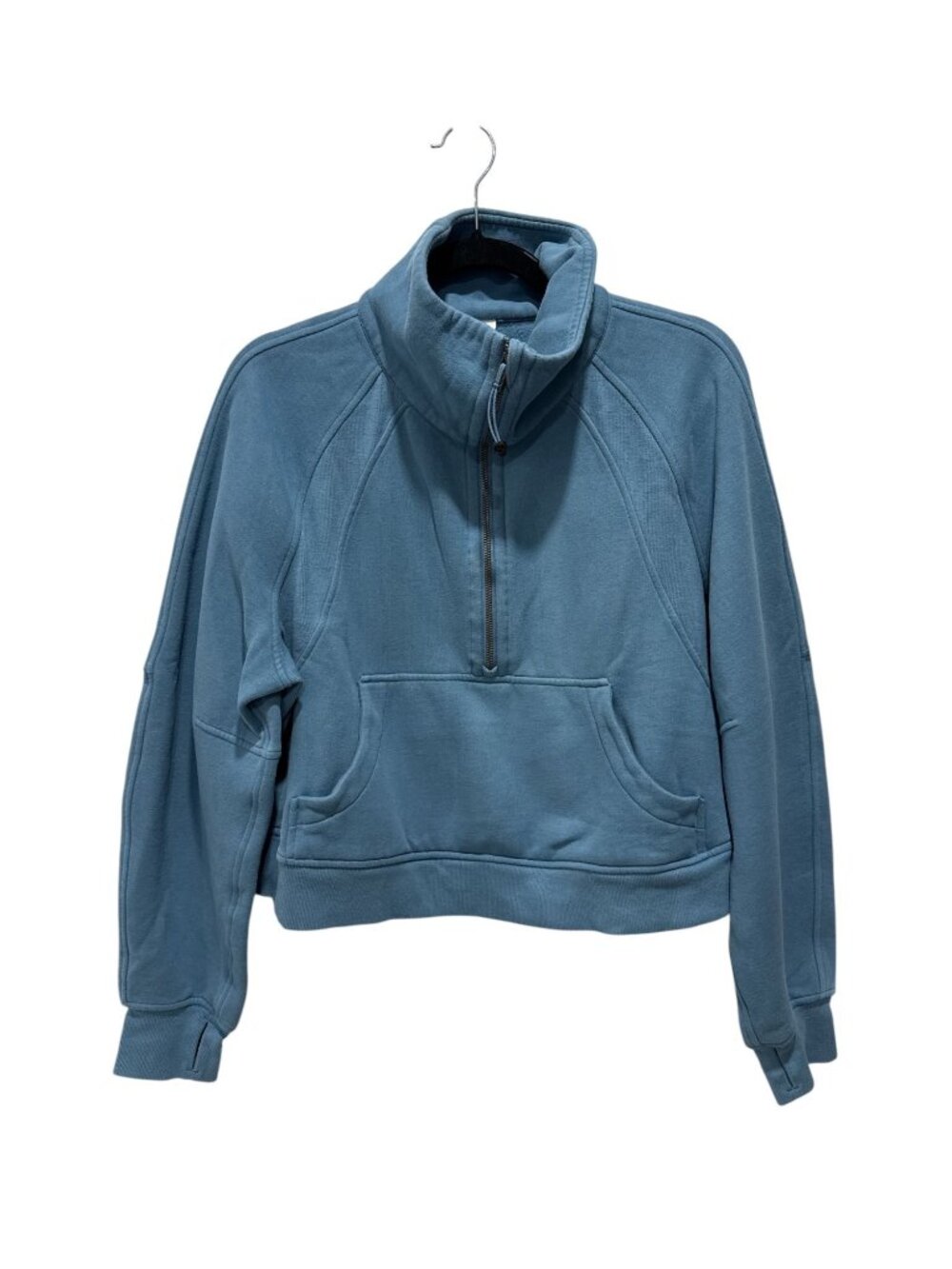 Lululemon M/L Blue Half-Zip Pullover Sweatshirt With Kangaroo Pocket And High Co